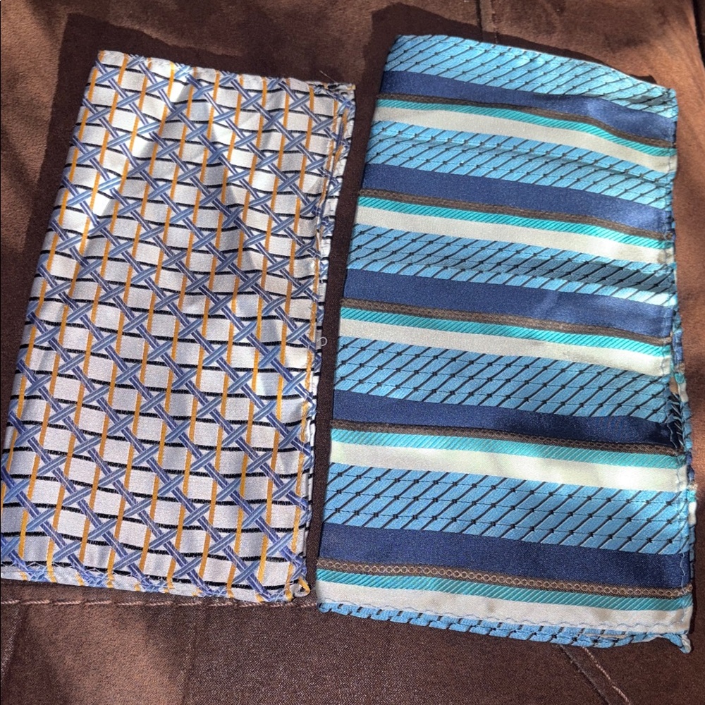 Stylish Blue and Yellow Patterned 100% silk handmade pocket squares.